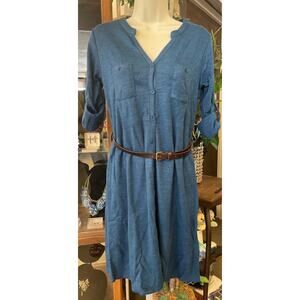 She+Sky Women’s Dress – Size Large, Teal Blue, Button-Up, Long Sleeve